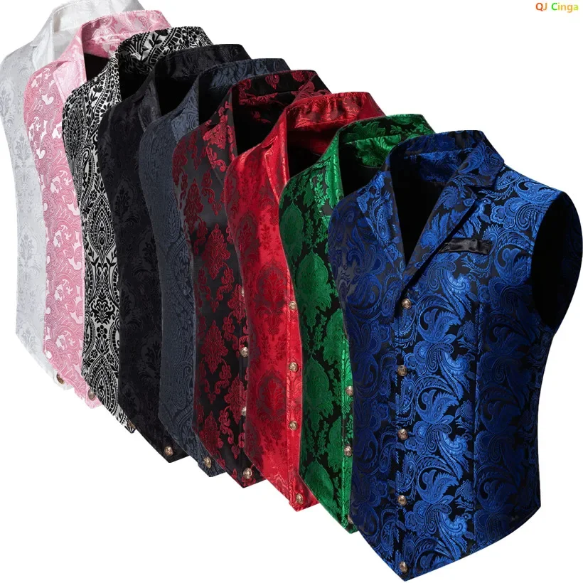 Blue Jacquard Fabric Men's Sleeveless Vest Coat,Wedding/Party/Stage Performance Dress Vests,Green Red Pink Black White Waistcoat 1