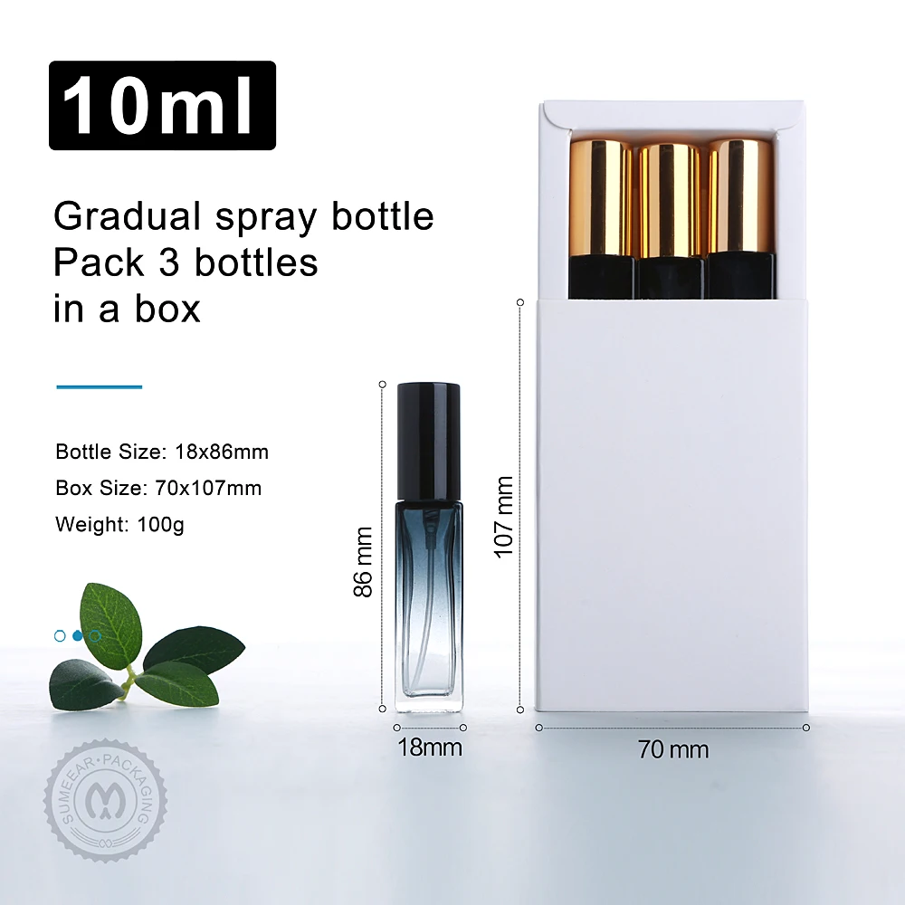 10 Ml Parfümflasche, 1 Schachtel Mit 3 Flaschen, Farbverlauf, Dicke Glasparfümflasche, Parfümzerstäuber, Exquisite Verpackungsbox, Geschenk_voghion.com