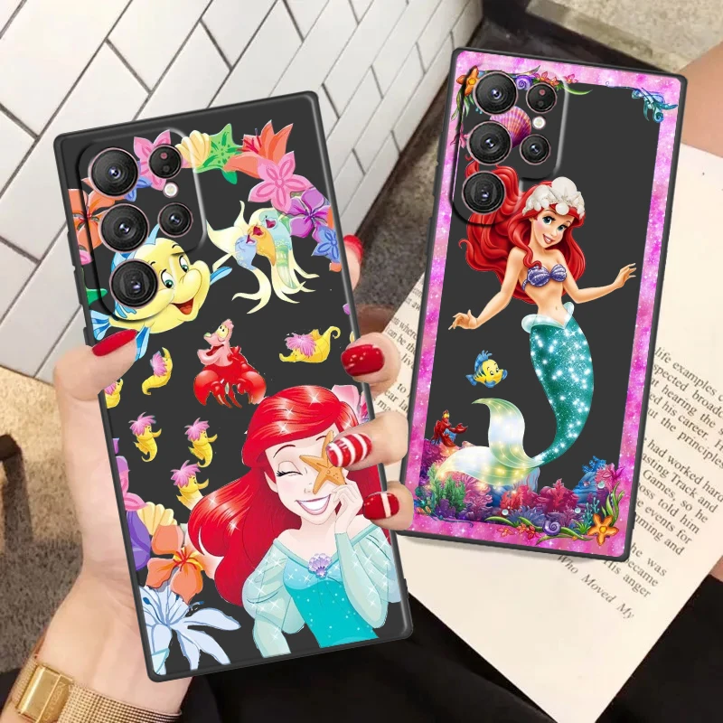 Princess The Little Mermaid Custodia Per Telefono Per Samsung S24 S23 S22 S21 S20 Fe S10 S10E Ultra Plus Lite Cover Morbida Nera
