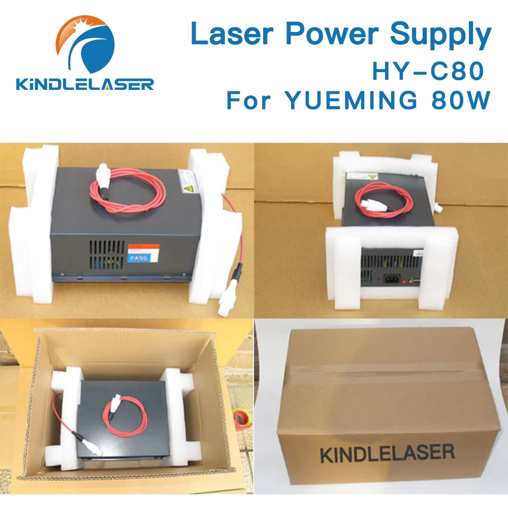 KINDLELASER HY-C80 CO2 레이저 전원 공급 장치 80W YUEMING 조각/절단기 빠른 배송