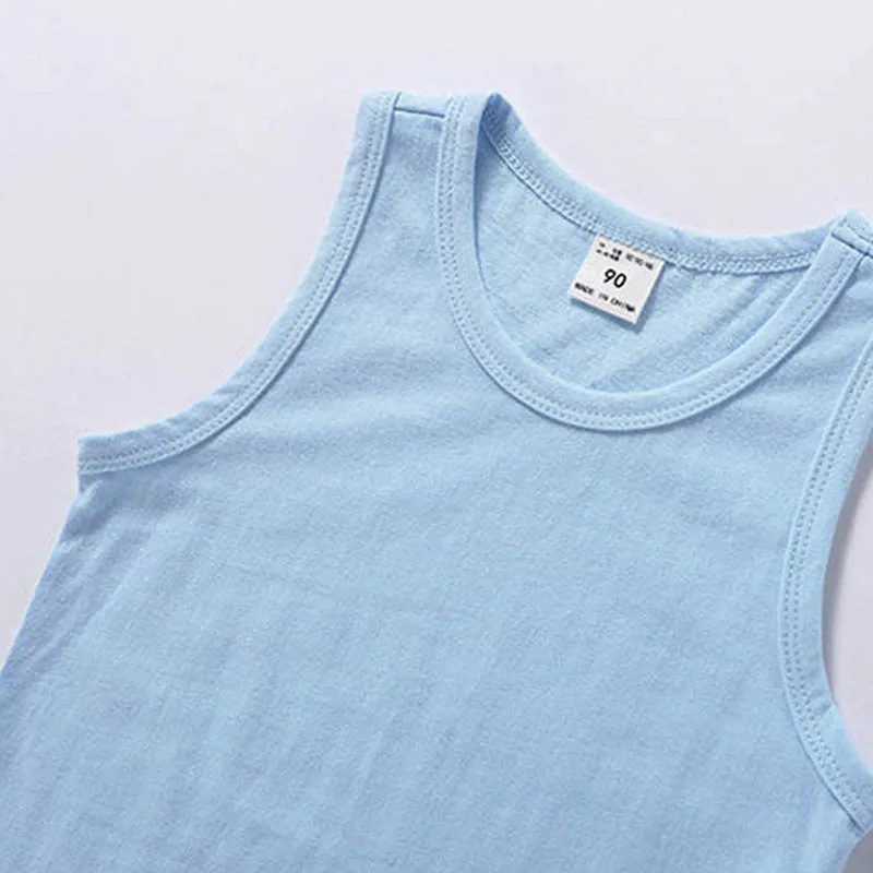 2022 Candy Color Girls Sleeveless Vest Sports Undershirts Kids Singlet Cotton Underwear Summer Children Boy Tops Beach Clothing