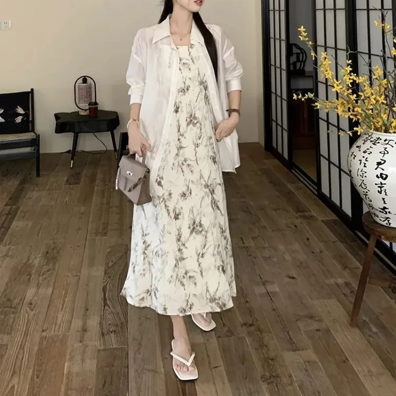 Women Solid Polo Neck Chiffon Blouses Summer New Minimalist Commute Button Split Hollow Out Long Sleeve Shirt Sunscreen Clothing