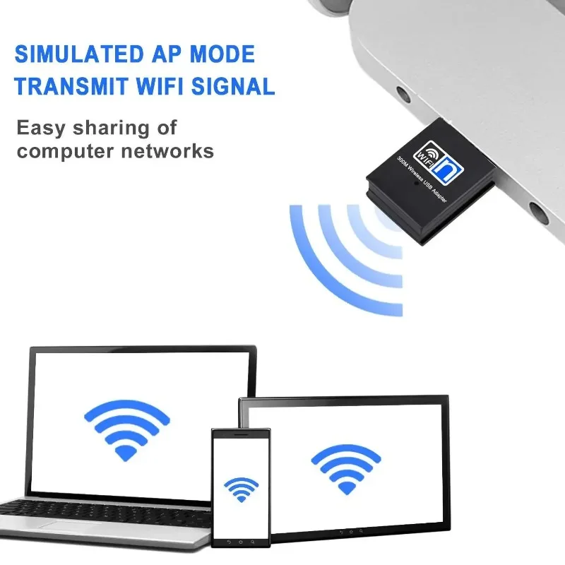 300Mbps 무선 USB Wifi 어댑터 802.11N USB 2.0 WiFi 수신기 동글 데스크탑 노트북 Windows 용 300Mbps 무선 네트워크 카드