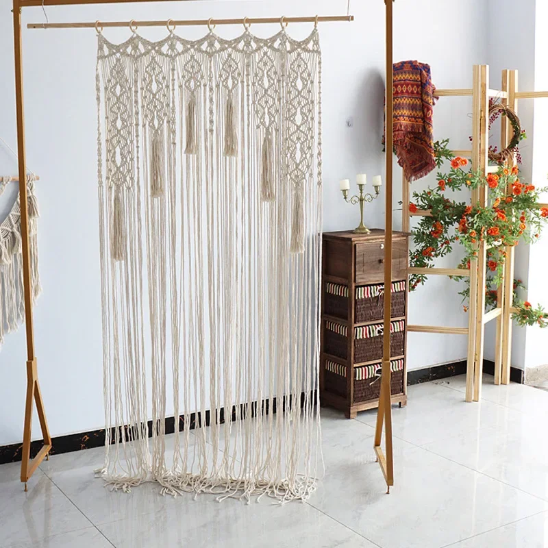 Tenda Macrame Boho Chic 72x190cm - Decorazione Per Porte E Finestre, Stile Bohemien Per Camera Da Letto E Soggiorno - Foto 3