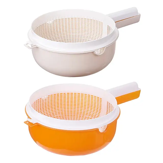 ตะกร้ากรองน้ำขนาดใหญ่พร้อมหูจับ ชามล้างผักผลไม้ ชามล้างจานแบบลึก สำหรับใช้ในบ้านและปิกนิก 1