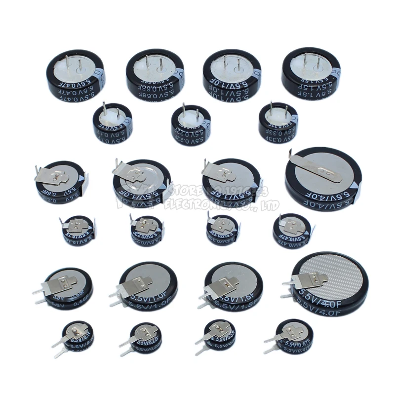 Super Capacitor 5.5V Super capacitor 0.1F 0.22F 0.33F 0.47F 1F 1.5F 4.0F V-type C-type H-type Button Farad capacitor