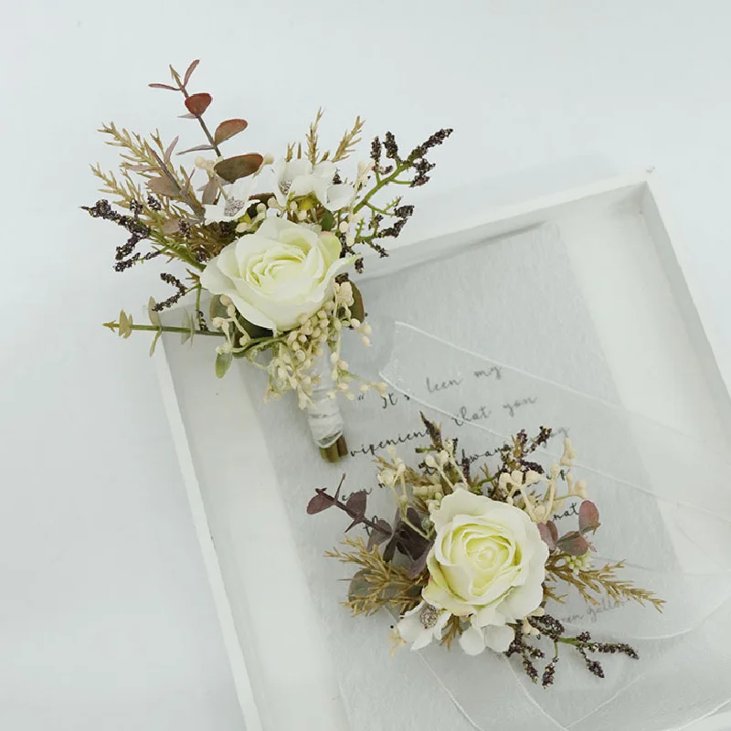 Boutonniere And Wrist Corsag Wedding Supplies Wedding Flower Art Simulation Flower Business Celebration Opening Guests Hand  355 boutonniere and wrist corsage wedding supplies wedding flower art simulation flower business celebration opening guests