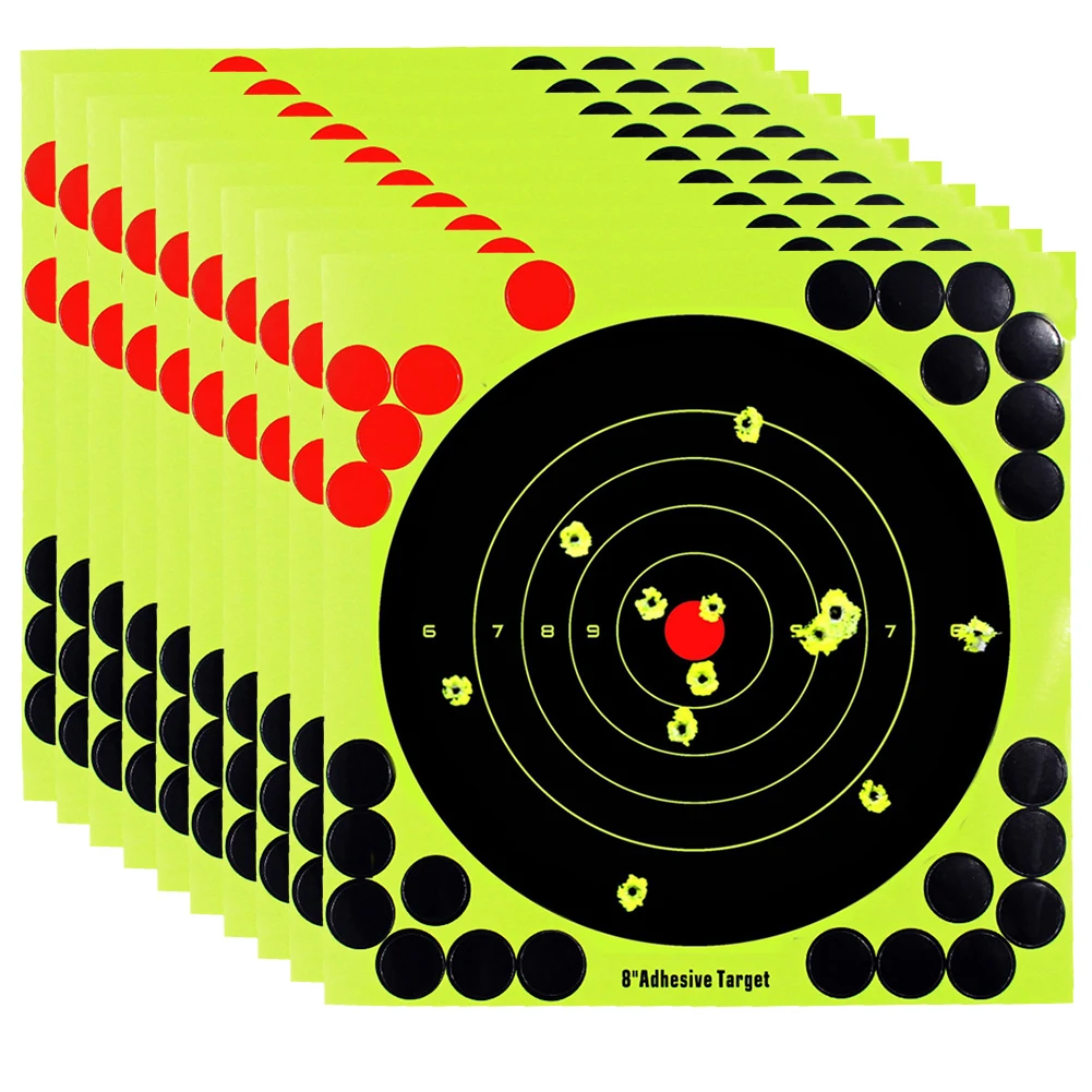 Target Practice Reactive Glow Shoting Rifle 8-inch Papers 5/10pcs For Arrow Bow Practice Shooting Training Outdoor Aim Sticker
