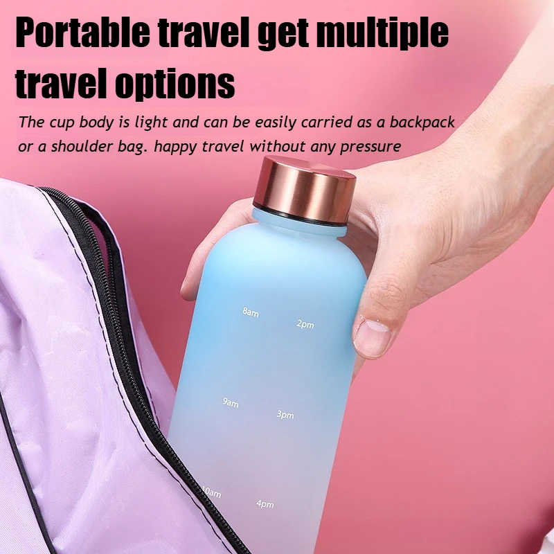 1000ML Gradient Color Water Cup Sports Water Bottle with Time Marker Leak-proof Cup Portable bottle for Sport Fitness