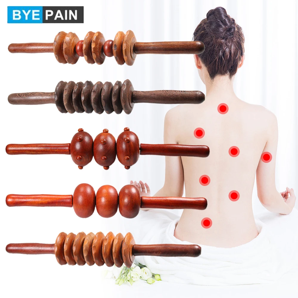 

Деревянный ролик для упражнений BYEPAIN, спортивный массажный триггерный ролик, ручной ролик для облегчения мышечной боли