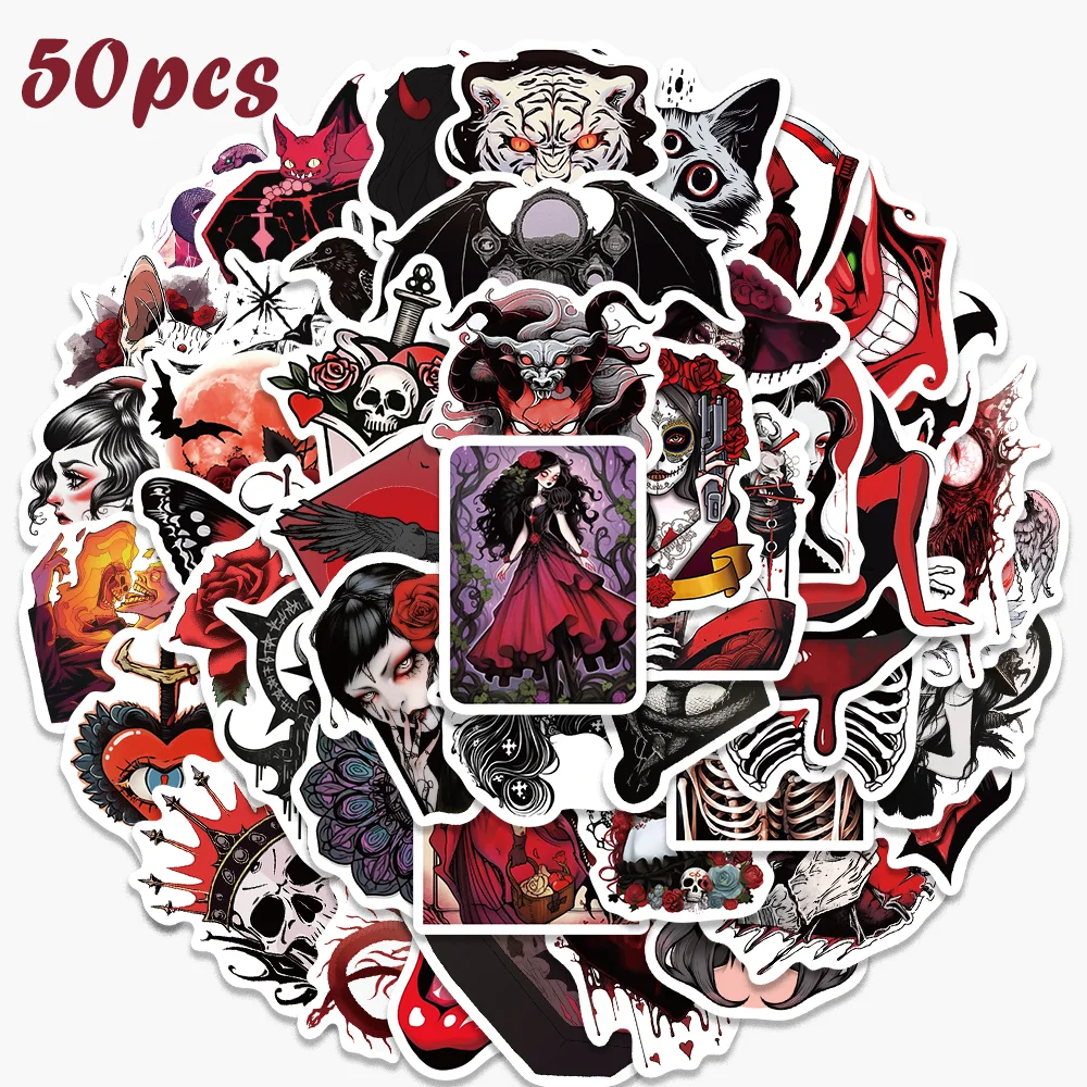 50pcs Horror Skull Gothic Stickers Aesthetic Waterproof Graffiti Vinly Sticker DIY Laptop Guitar Phone Motorcycle Book Kids Toy the river cafe look book recipes for kids of all ages