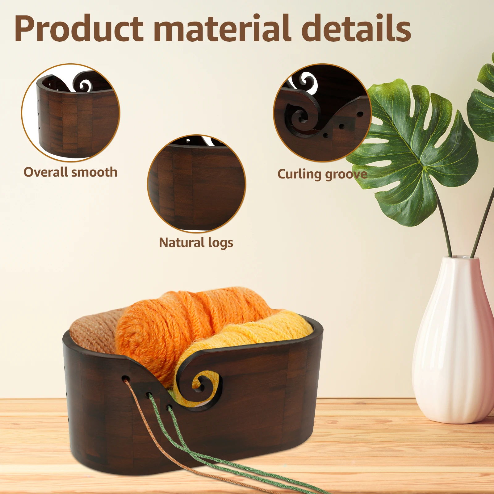 Wooden Yarn Bowl Crochet Organizer Yarn Bowl Wire Ball Woolen Knitting Storage Basket for Handmade DIY Knitting Crochet Skeins