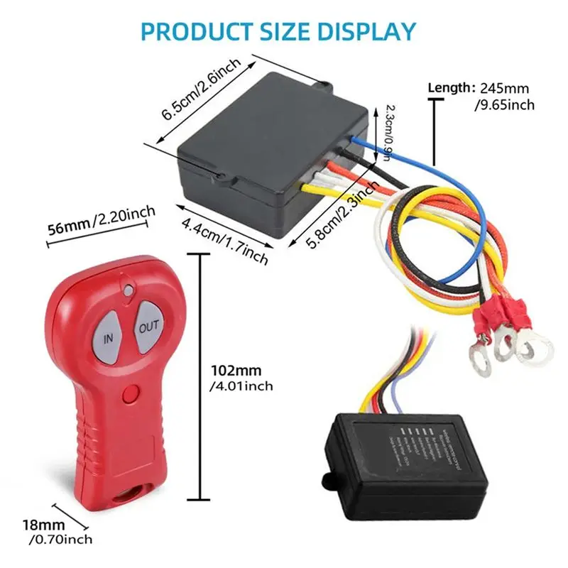 A57E-지프 오프로드 ATV 무선 윈치 원격 제어 세트 12V 24V 전기 윈치 제어 시스템 핸드셋 스위치 컨트롤러