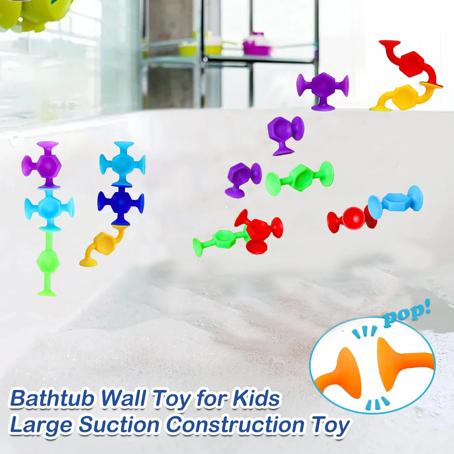 50pcs Suction Cup Toys, With A Eggshell For Storage,Construction Toy For Children, Bath And Travel Toy, Gift For Boys And Girls 6