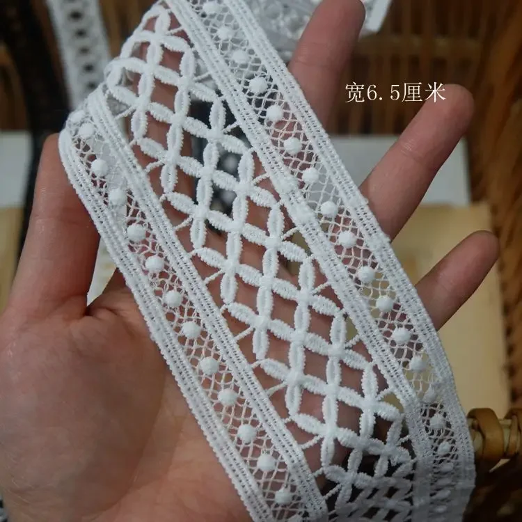 중공 수용성 레이스 리본, DIY 봉제 레이스 패브릭 액세서리, 드레스 커튼, 의류 포장 레이스, 흰색과 검정색