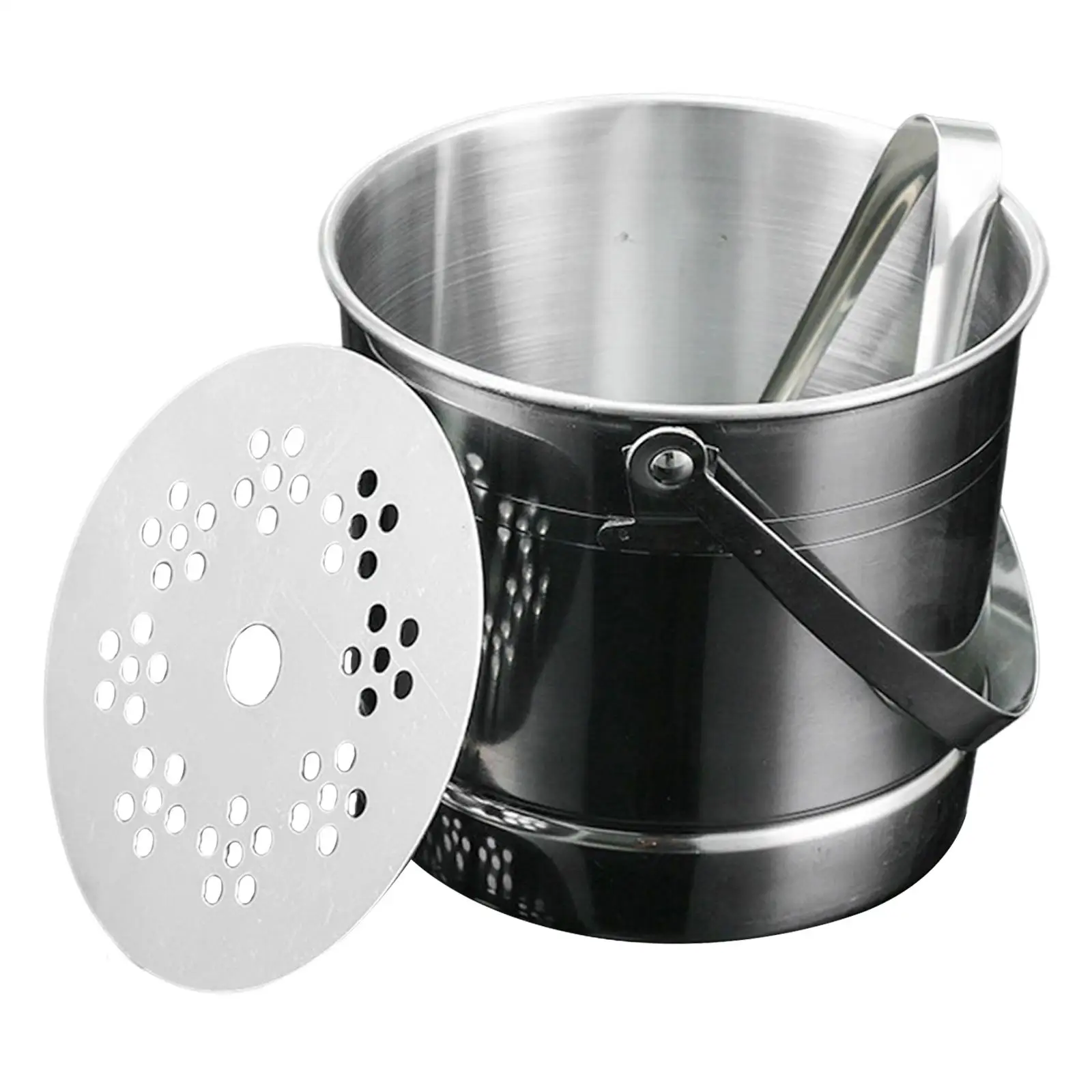 1L Stainless Steel Ice Bucket Ice Barrel with Clamp for Party Bar Height 12.5cm with Carry Handle Durable Cube Container