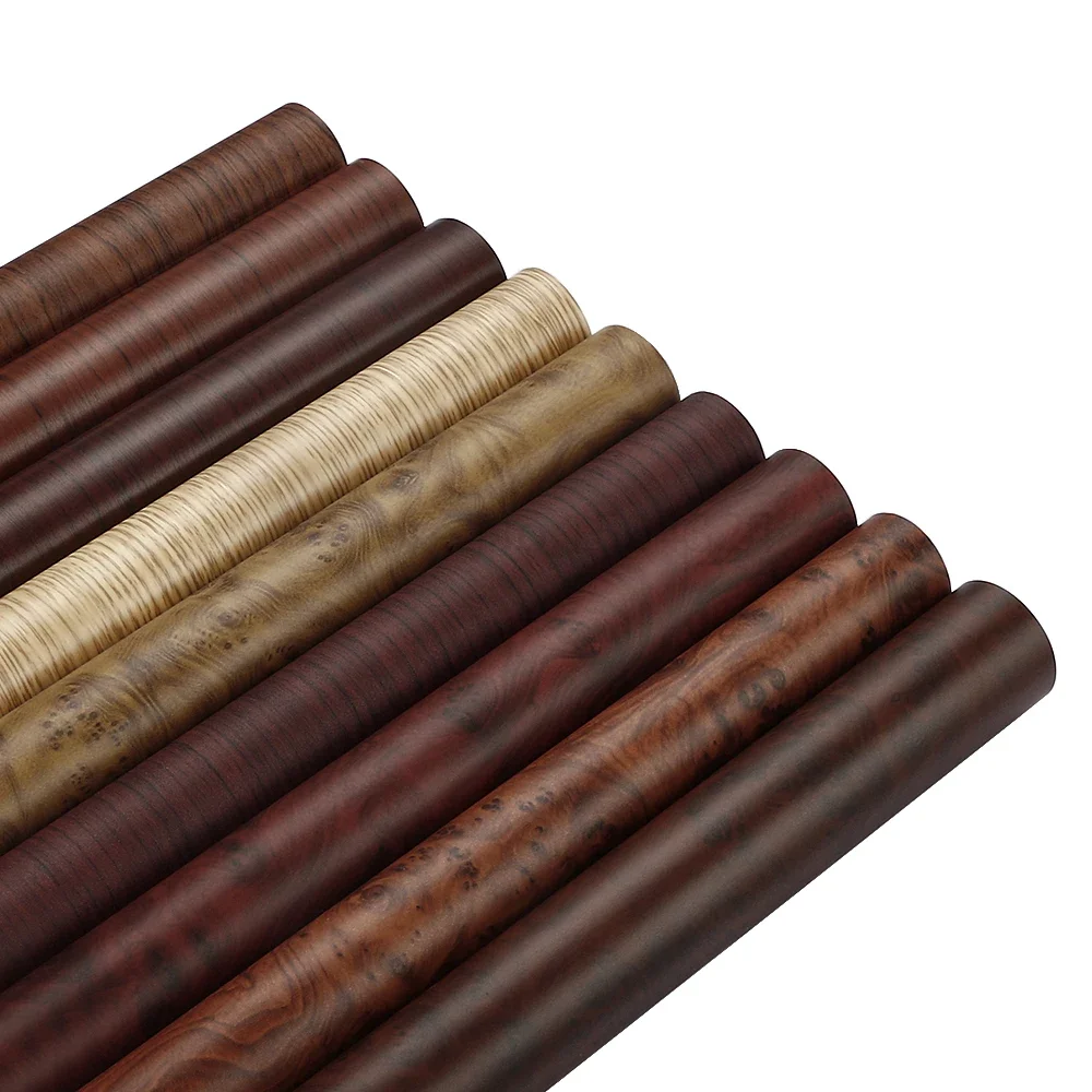 Close-up of wood grain texture on car wrap film