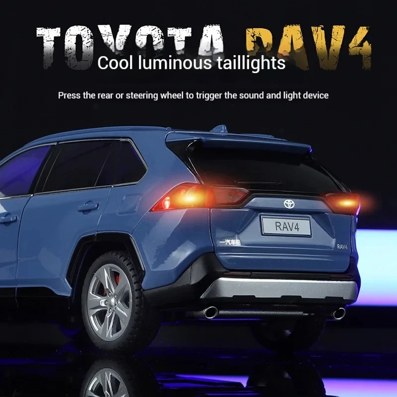 1: 24 Toyota RAV4 Key Edition Alloy Car Model, Sound and Light Power Simulation Car, Boys' Toy Pendant, dropshipping 5