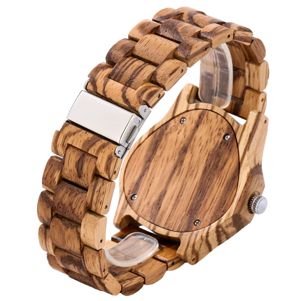 Automatisk mekanisk herrklocka med armband i bambu och trä_voghion.com