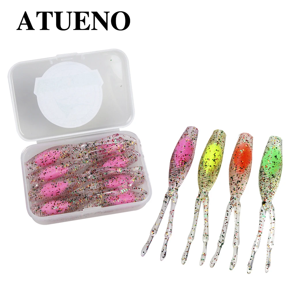 ATUENO10pcs20pcsFishingSoftLuresAJINGRockfish28g75mmTwinTail