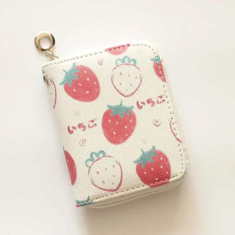 Cartoon Short Wallets Women Zipper Girl Coin Money Cards Purses Korean Small Fresh Fruit Pattern Pocket Change Wallet מכבי חיפה