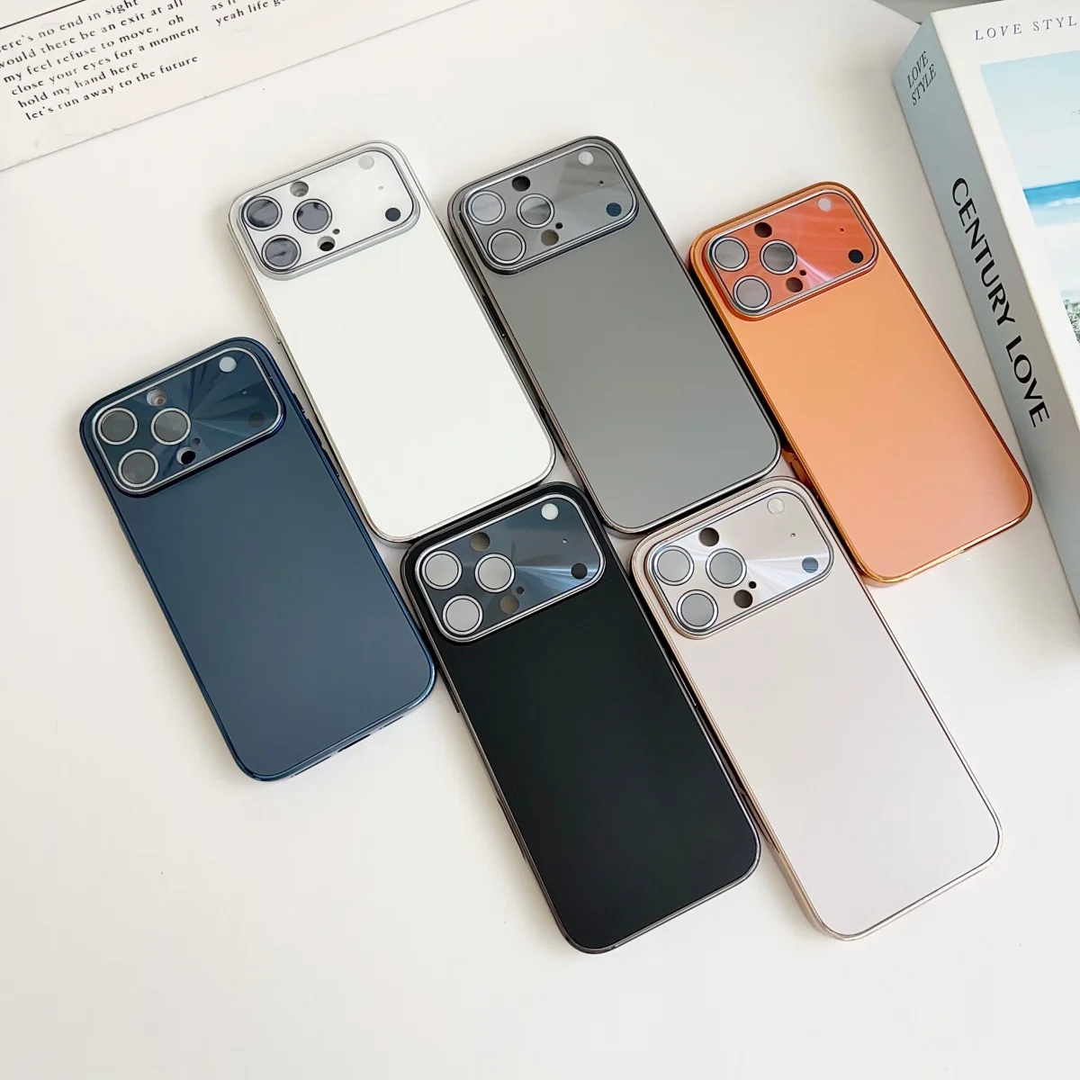 Premium Frosted Glass Camera Lens Protection Phone Case with Shockproof Design