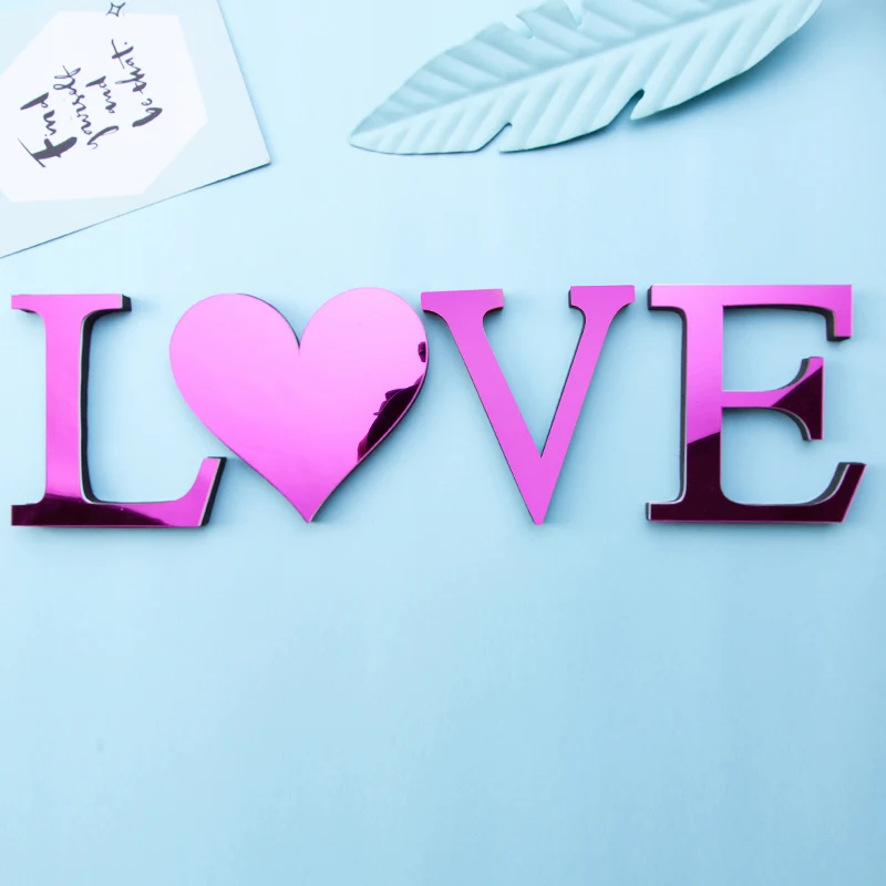 Wall Stickers Acrylic Mirror Surface 3D English Letters Alphabet Poster Home Decor Wedding Party Decoration Art Mural