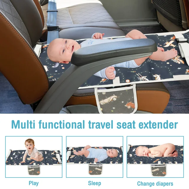 Toddler Airplane Bed Oxford Cloth Toddler Plane Seat Extender Portable Breathable Travel Foot Rest Hammock Kids Bed for Car 2