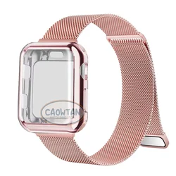 Premium Milanese Loop Case & Band with TPU Screen Protector for Apple Watch Series - Sleek & Durable Design (Rose pink)