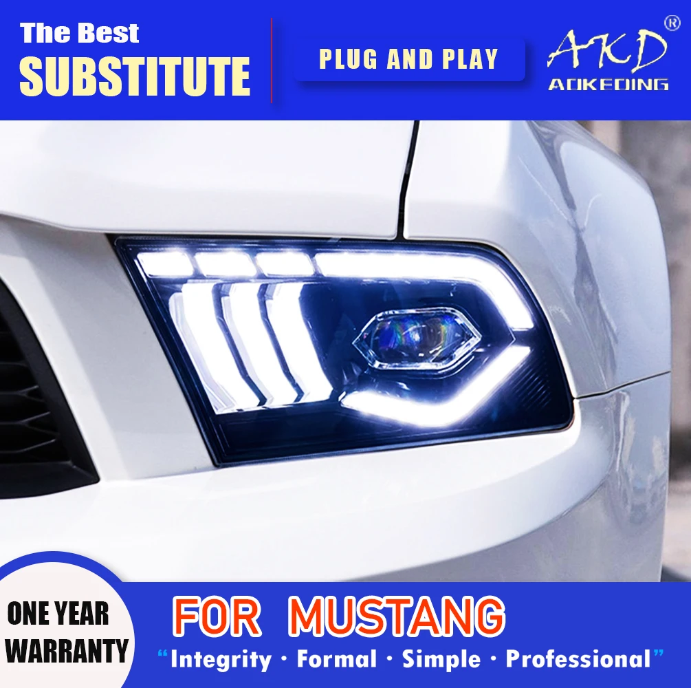 

AKD Head Lamp for FORD Mustang LED Headlight 2010-2014 Headlights Mustang DRL Turn Signal High Beam Angel Eye Projector Lens