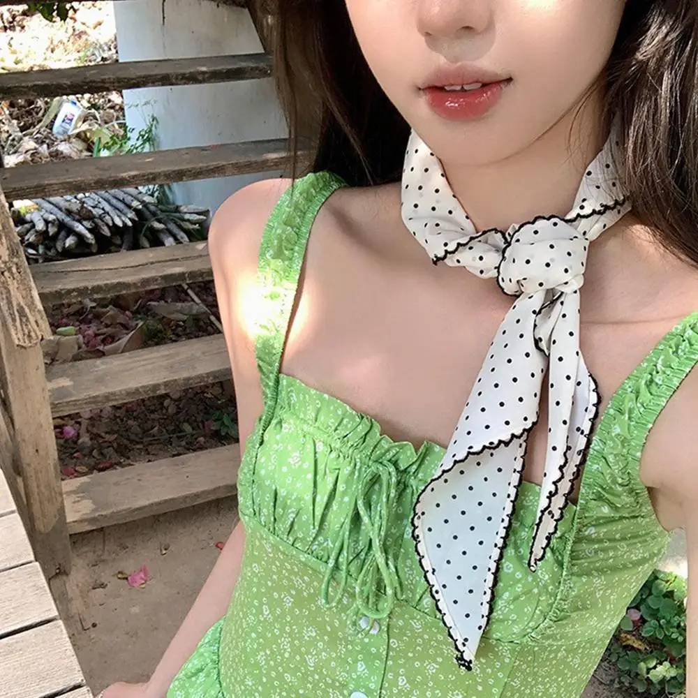 2025 Fashion Korean Polka Dot Neck Scarf Shawl French Lace 