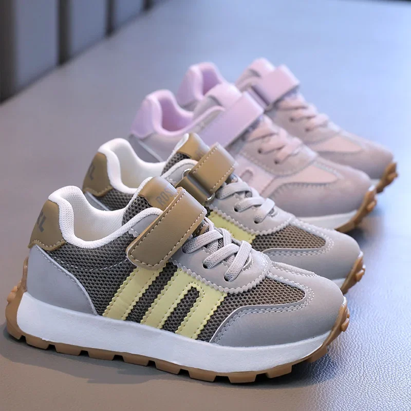 

2024 Spring and Autumn New Style Fashionable Comfortable and Casual Thick-soled Mesh Flat-soled Color-blocked Girls' Sneakers