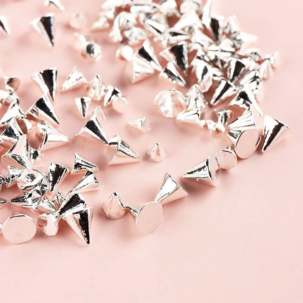 Appro150pcs/box Punk Cone Spike Nail Charms Studs Cool Girl Rock Mini 1.5-3mm Metal Gold Silver Rivet For DIY Nail Art Decorat