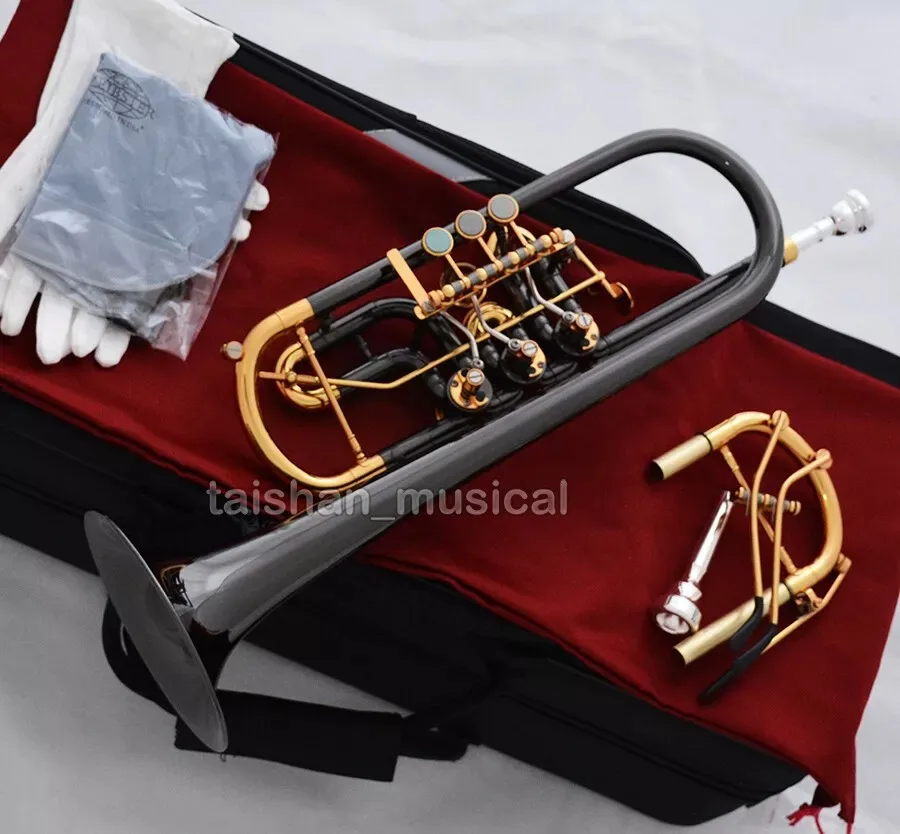 Rotary C Trumpet Black nickel Plated With Soprano Key 2 elbow pipe