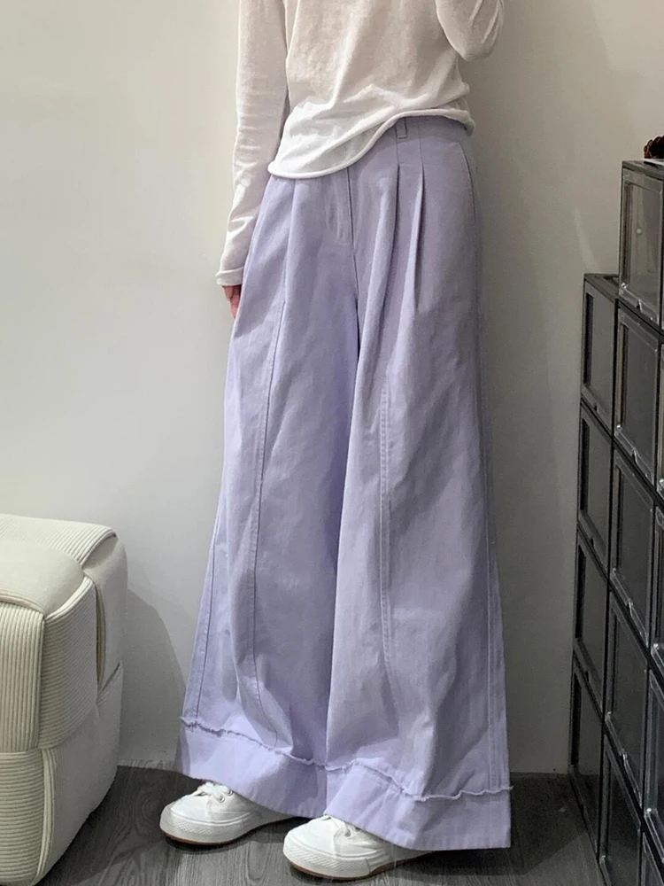 Aoaiiys Purple Jeans Women Fashion Casual Loose Trousers High Waisted Pleated Wide Leg Pants 2026 Spring Autumn New Female Jeans, view 4
