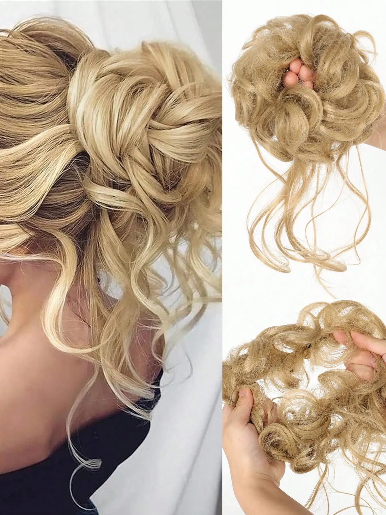 

Aosiwig Synthetic Curly Chignon Bun Messy Scrunchie Elastic Band Fake False Hairpiece Natural Hair Ponytail Extension For Women