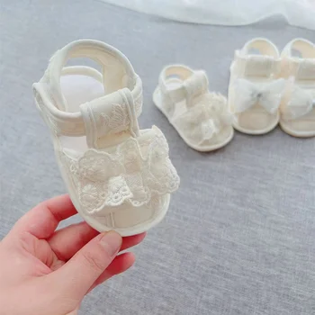 Summer girl baby sandals 0-1 year old baby walking shoes sweet princess shoes breathable toe wrap non slip soft sole 1