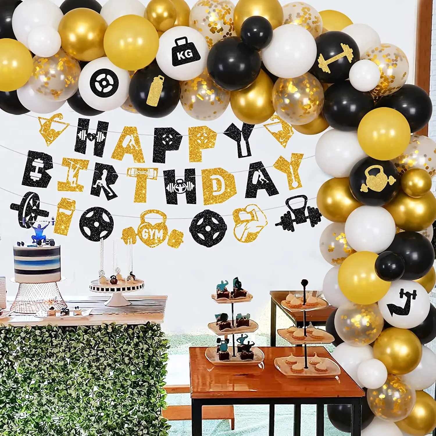 Cooling Neck Towel 12 Pack Gym Theme Centerpiece Sticks - Fitness Birthday  \u0026 Baby Shower Decorations Sports Theme Decor, image size:1500x1500