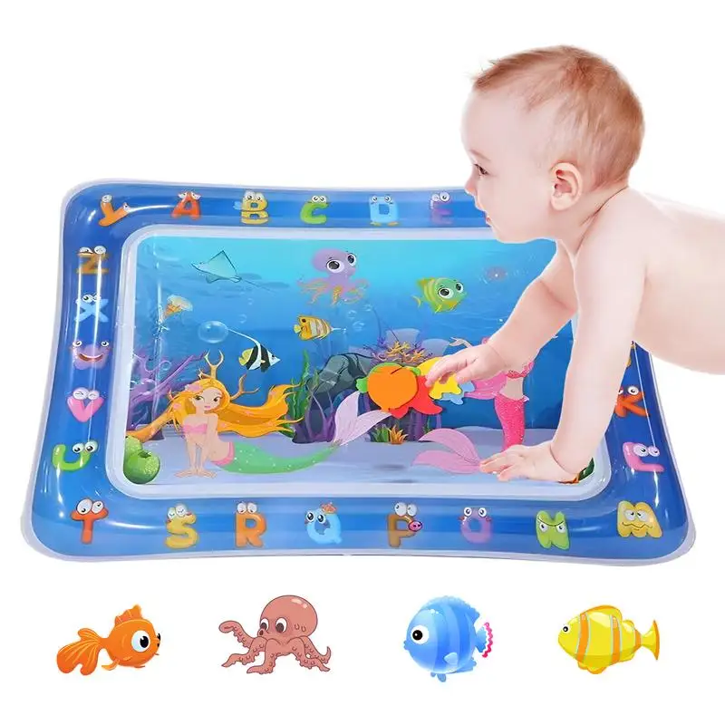 1pc Ocean Theme Baby Playing Water Mat PVC Inflatable Play Mat Cushion Toddler Pad Kids Early Educational Activity Toys