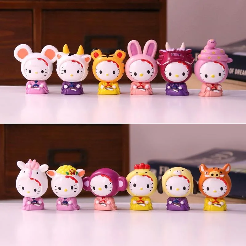 

Sanrio animation characters 12 zodiac hello kitty doll blind box tabletop decoration set of cute little girl toys