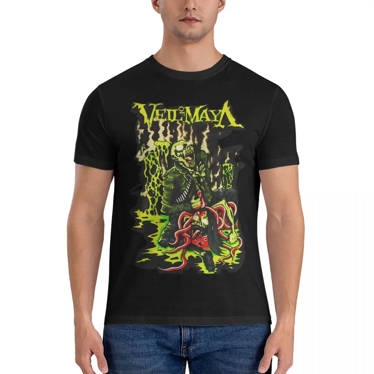 T-Shirt Da Uomo Velo Di Musica-Velo Di T-Shirt Vintage Casual In Puro Cotone A Maniche Corte Velo Di Maglietta Maya O Vestiti Al Collo