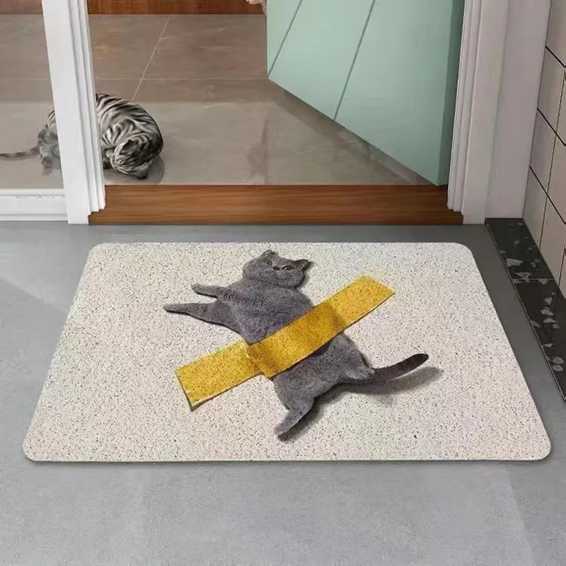 1PCCuteCatCarpetforHomeEntranceHallwayCoilPVCDoormatBathroom