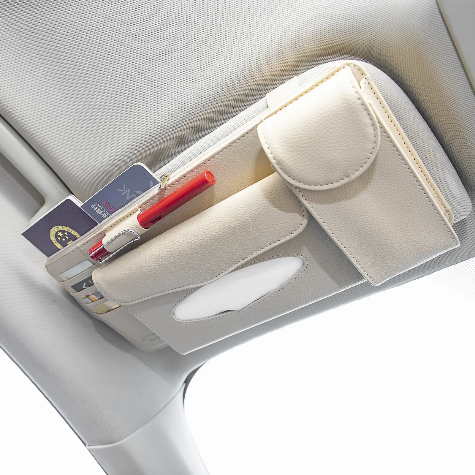 Multi-function-Car-Tissue-Box-Sun-Visor-Card-Glasses-Holder-Auto ...