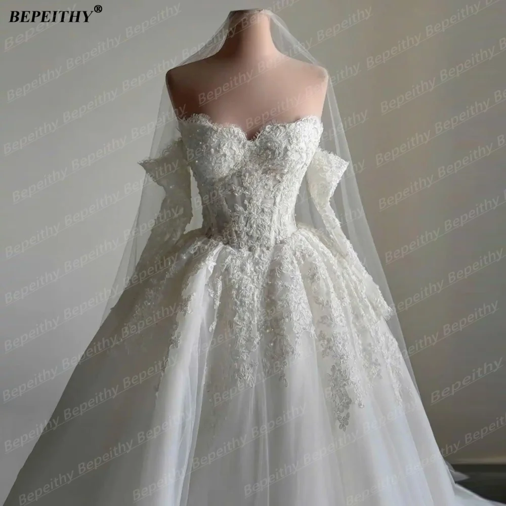 BEPEITHY Customized Princess Sweetheart Ivory Wedding Dresses For Women 2026 Floor Length Bride Plus Size Bridal Gown Sleeveless