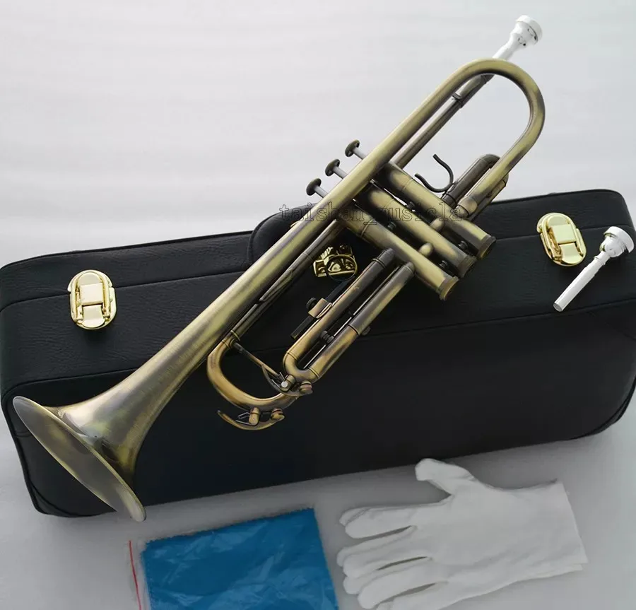 High Grade Antique Bb key trumpet horn 4-7/8" Bell with case 2pc mouthpiece