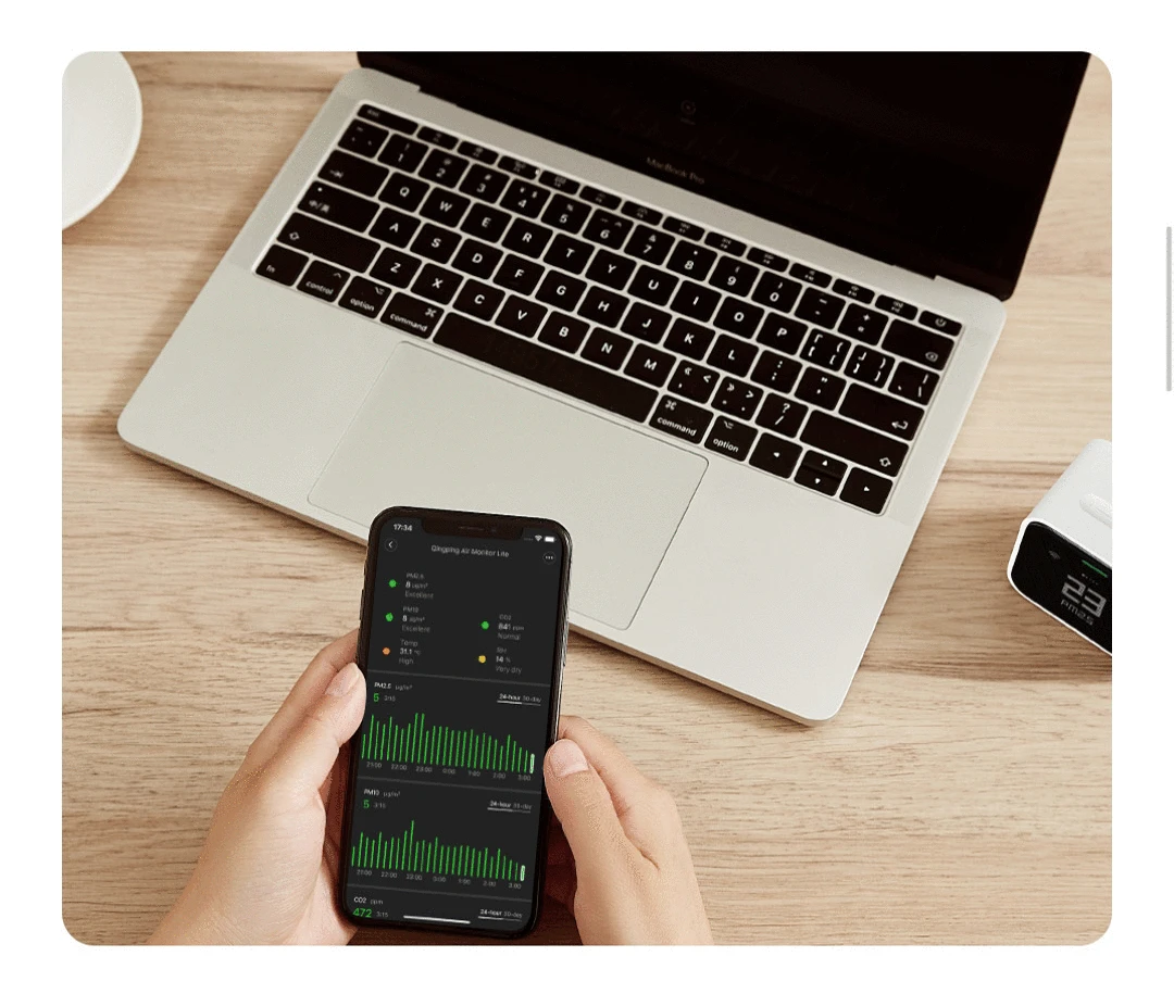 Xiaomi Qingping Air Detector Lite Retina Touch Screen CO2 PM2.5 PM10 Temperature Humidity Monitor Work Mihome App Apple Homekit