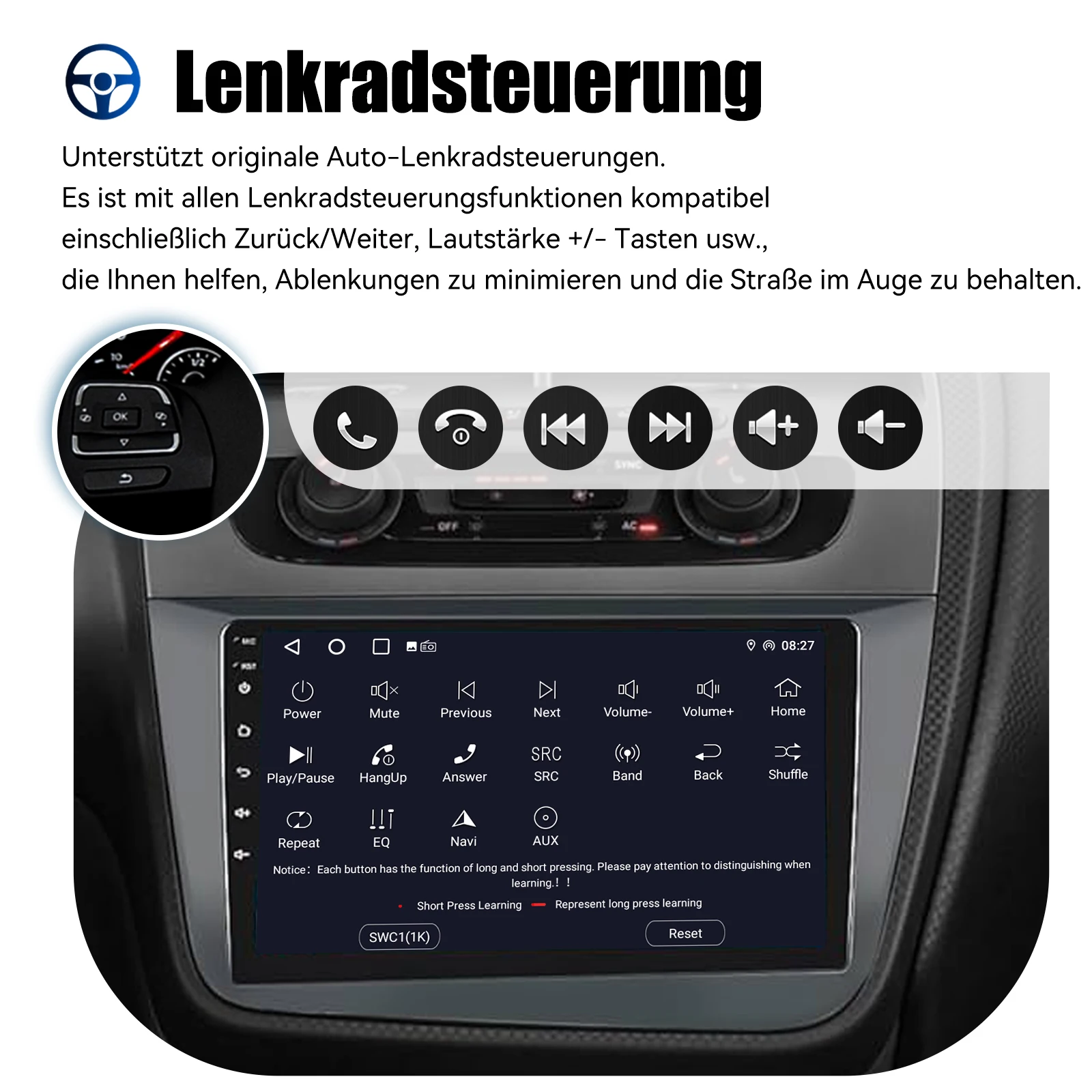 ESSGOO Android 15 Autoradio 9" 4+64 GB für Seat Altea 2004-2015 - Wireless CarPlay Android Auto GPS Navi FM WiFi RDS Bluetooth Mirror Link USB Touchscreen Head Unit Multimedia Video Player – Detail 15