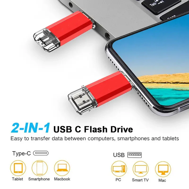 고속 USB 플래시 드라이브 OTG 펜 드라이브, 2 in 1 C타입 OTG, 128GB, 64GB, 128GB, 2 in 1, 신제품