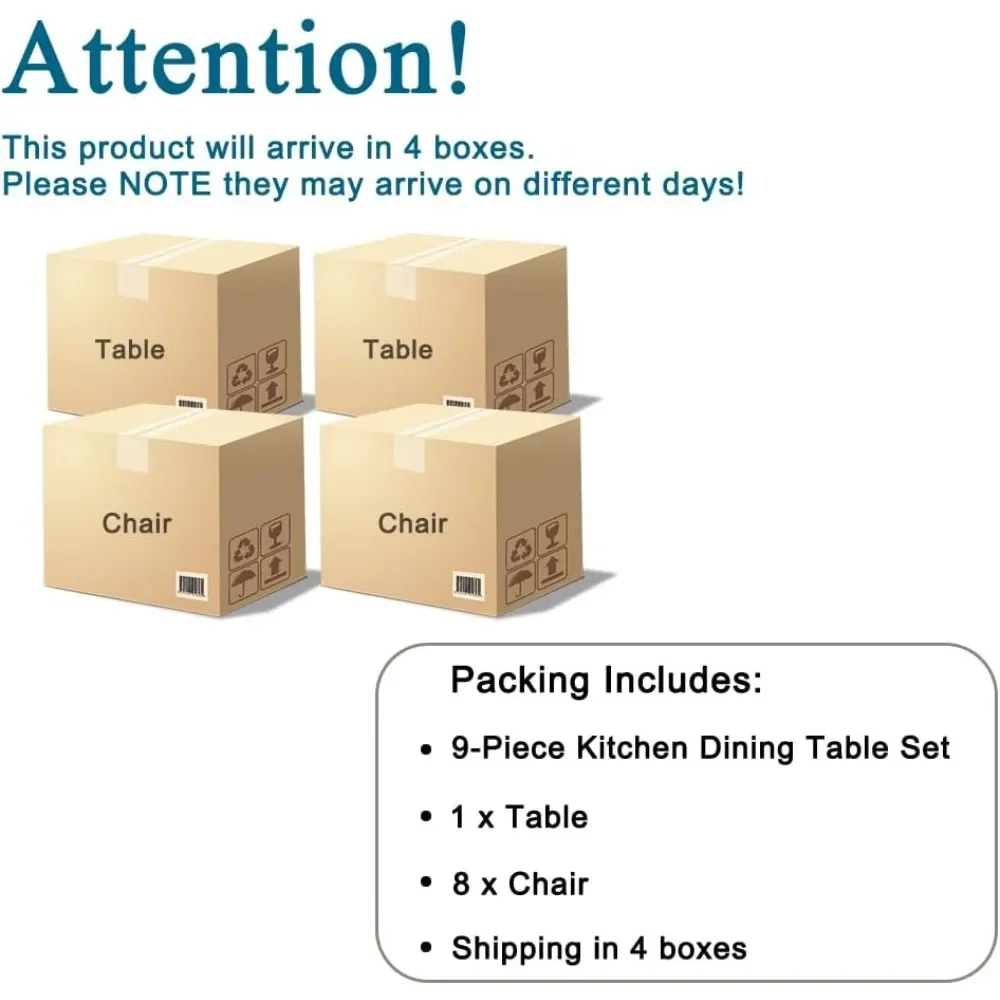 71'' Kitchen Table Set for 8，8 Chairs Dining Table Set, Dining Faux Marble Set for 8 with PU Leather Chairs