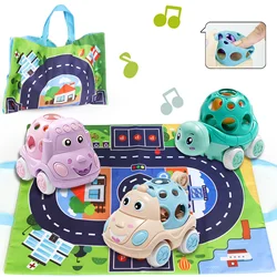 Baby Toy Cars 6 to 12 Months,Toddler Rattle and Roll Car with Playmat Storage Bag,Infant Truck Toy for 1 2 3 Year Old Boy Girls